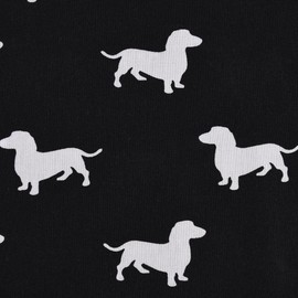 SCHÖNER LEBEN. Cotton Fabric Dog Dachshund Black White 1.6 m Width