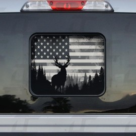 Decal Concepts American Flag Elk Forest Silhouette Rear Window See Through Accent Decal - (Fits F150 2015-2025) (Fits F250 2017-2025)…