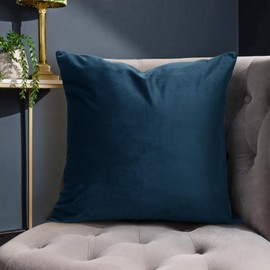 Opulent Dreams Velvet Cushion Covers (Pack of 2) - 45cm x 45cm (18x18 Inch) Square Throw Pillowcases - Ideal for Sofa and Bedroom - Featuring Invisible Zippers (Navy)
