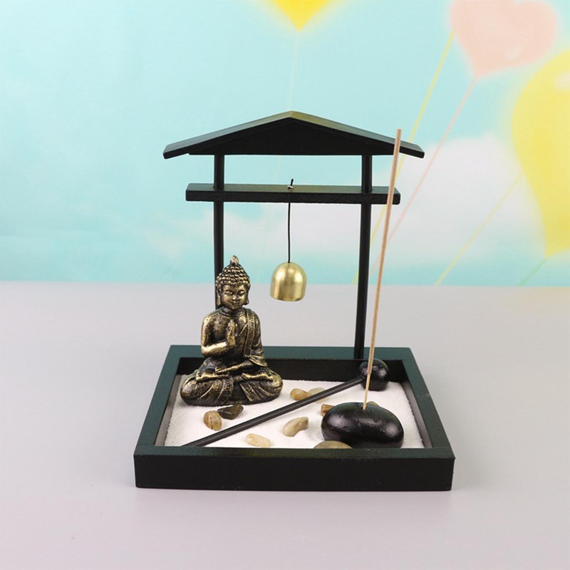 Sitting Buddha Ornament Statue Resin Zen Sand Garden Meditating Sculpture