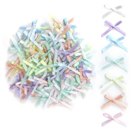 RBN-028 Mini Satin Ribbon Parts, Pastel Set, Approx. 95 Pieces, 1.2 x 0.8 inches (3 x 2 cm), Colorful, Bowknot, Handicraft, Handmade, Decoration, Sparkling Punmaru