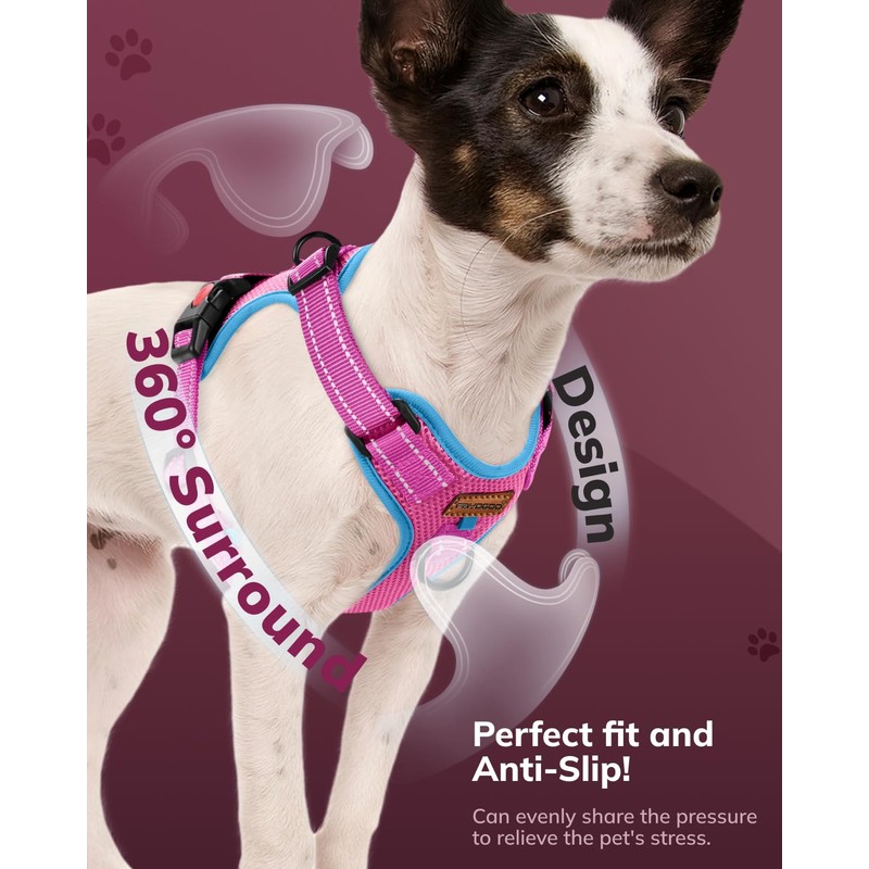 FAYOGOO Dog Harness Medium, No Pull Vest Harness with 2