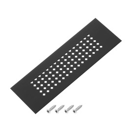 PATIKIL 6 x 2 Inch Door Air Vent Cover, Aluminum Grille Ventilation Cover Louvered Diamond Hole with Mounting Screws for Cabinet Wardrobe Door, Black