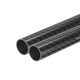 QUARKZMAN Pack of 2 Carbon Fibre Tubes, 16 x 18 x 330 mm, Glossy Surface Rod, 3K Roll-Wound, Pure Carbon Fibre Round Tube for RC Aircraft Multicopter