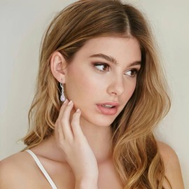 Lwsary Oval Cut Dangle Drop Earrings 925 Sterling Silver Pink Tourmaline Earrings Infinity Twisted Leverback Earrings October Birthstone Jewelry for Women