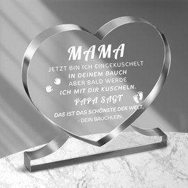 Heart-shaped acrylic sign for pregnant women and expectant mothers, mum now bin I cuddled in your stomach, desk decoration, gifts for pregnant women and pregnant colleagues
