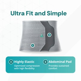 OPPO 2360 Abdominal Binder - Breathable Postpartum, Postoperative, Hernia Belts - Compression Garment for Men and Women (Grey, Large, 1-Pack)