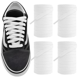 NDTEZUGT 2 Pairs Casual Shoe Laces for Vans Canvas Shoes, 5/16"(8mm) Athletic Cotton Shoelaces Replacesment Strings for Sneakers (White,63"/160cm)