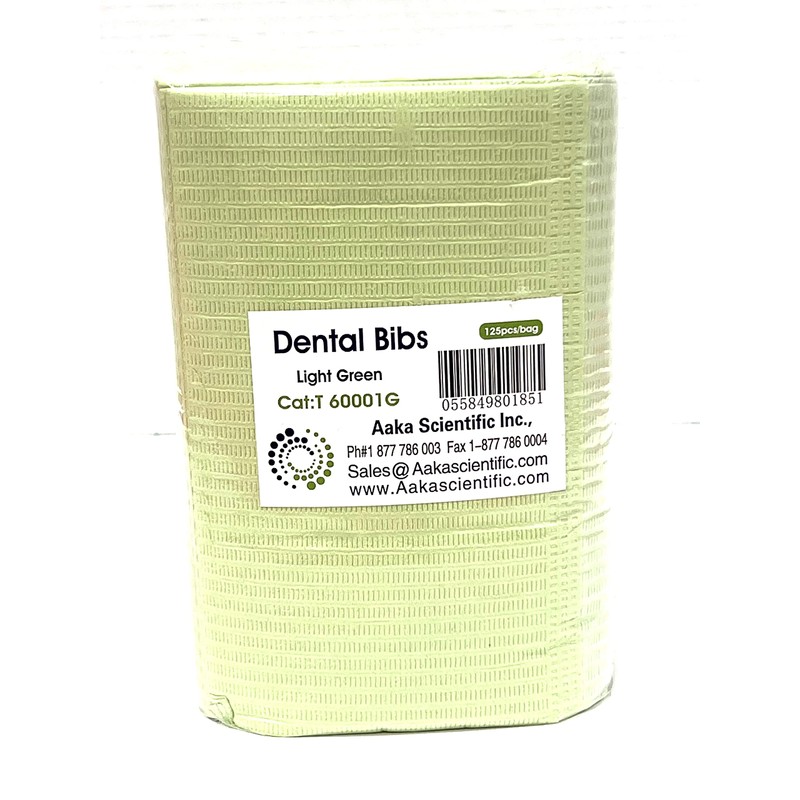 Aaka Dental Bib Light Green 125 Pcs,13x18 Disposable 3 Ply