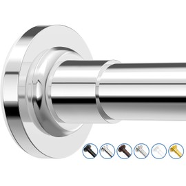 SUNALLY SUNALLY Shower Curtain Rod, Adjustable 32-89 Inch Spring Tension Shower Rods Stainless Steel Telescoping Curtain Rod for Bathroom, No Drilling, No Slip, No Rust, Chrome