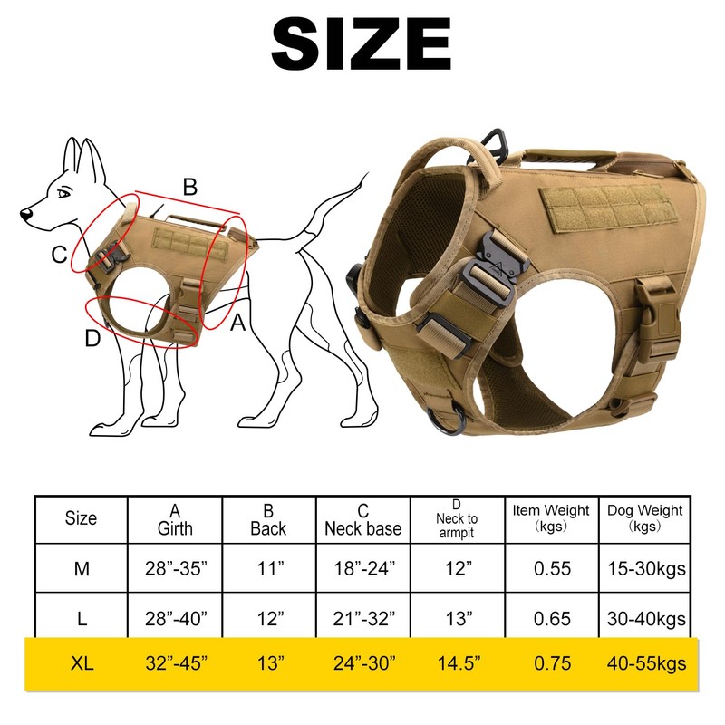 Tactical Dog Harness for Medium Large Dogs No Pull Adjustable