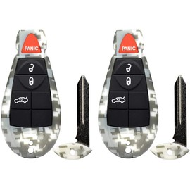 2x Camouflage New Keyless Entry 4 Buttons Remote Start Car Key Fob Fobik IYZ-C01C Compatible with 300 Challenger Charger Durango Grand Cherokee