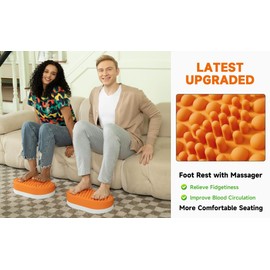 Dikdoc Foot Rest for Under Desk at Work, Home Office Foot Stool, Ottoman Foot Massager for Plantar Fasciitis Relief, Soft Silicone Footrests, Anti-Fatigue (Orange)