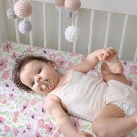 Bimocosy 4 Pack Cot Sheets,100% Microfiber- Breathable, 120 x 60cm Cozy and Lightweight Cot Fitted Sheets,Flowers, Little Princess, Rainbow, Roses Print,Oeko-tex100