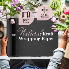 Paclord Flower Wrapping Kraft Paper, 18" x 1200" (100 ft), 45 lbs Thickness – Black Colored Wrapping Paper for Flowers, Floristic Shops, Floral Decorations