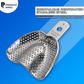 Premium Quality 304 Stainless Steel Edentulous Perforated Impression Trays, Set of 6 Pcs with 3 Sizes Small, Medium, Large Upper and Lower.
