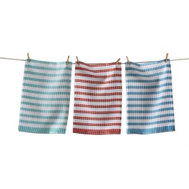 TAG 100% Cotton Waffle Weave Striped Kitchen Dish Towel Gift Set Of 3 18in x 26in