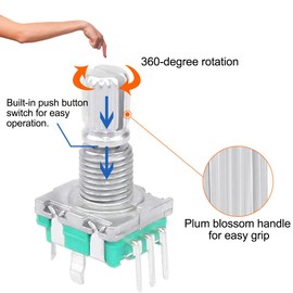 DAOKAI EC11 Digital Potentiometer, 360 Degree Rotary Encoder Module 15mm Rotary Encoder, 5 Pins Rotary Encoder, with Button Cap for Electronics Projects - Pack of 5