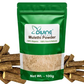 Divine Nature Pure Natural Mulethi Powder For Body, Skin, Face and Hair Yashimadhu Powder, Liquorice Powder, Skin Whitening - (100 gm)