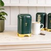 KitchenCraft Tea Storage Caddy with Lid, Hunter Green & Gold,