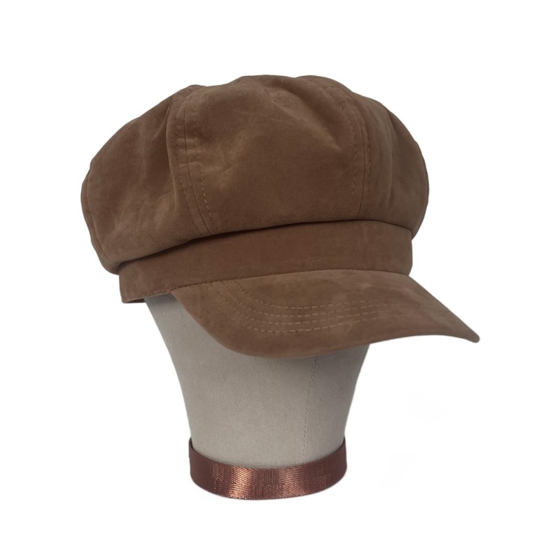 CRAGGI Baker Boy Newsboy Cap Camel Brown Velvet Women's Hat,