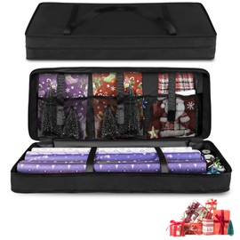 HOMURY - Storage Bag for Wrapping Paper: 82 x 13 x 34 cm Gift Wrap Storage Organiser, Waterproof 600D Oxford Fabric Organiser, Heavy Duty Tear-Resistant Wrapping Paper Roll Organiser