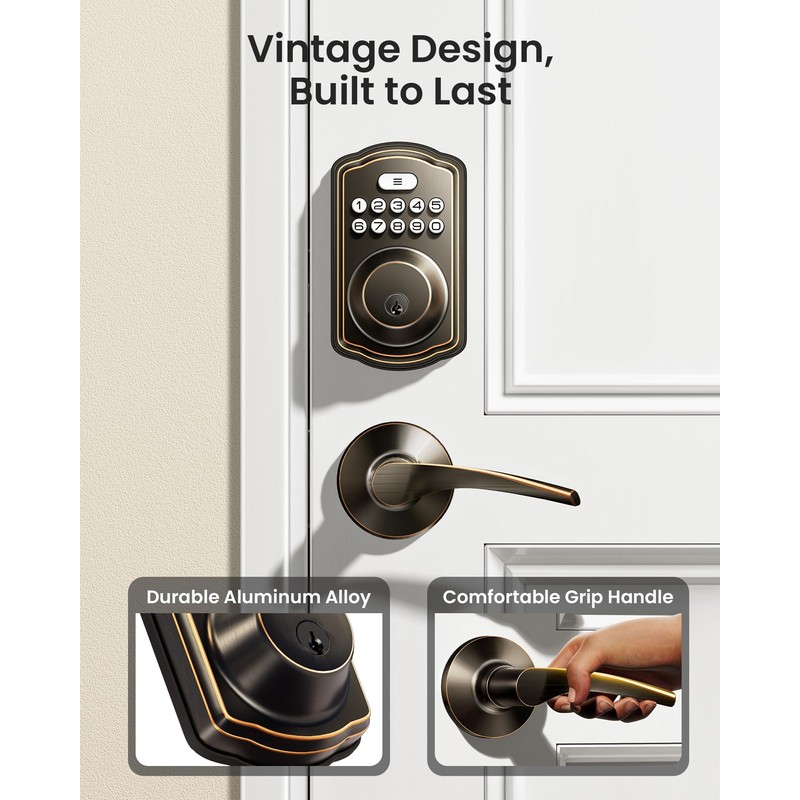 Veise Keyless Entry Door Lock with 2 Lever Handles -