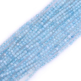 Gem-Inside 2mm Natural Blue Aquamarine Quartz Genuine Crystal Faceted Spacer Beads for Jewelry Making Strand 16"