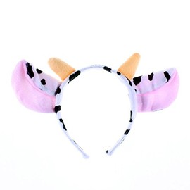 She's Shining Cow Ears & Horn Headband Headwear Women Christmas Party Animal Fancy Dress up Decoration