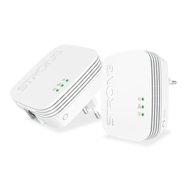 STRONG - Powerline 1000 Set Mini - 2 Powerline Adapters 1000 Mbps - High Speed Internet Access - 300 m Range - For All Boxes/Routers - LAN Connection - Plug & Play Installation - White