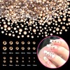 Champagne Gold Crystal Nail Art Rhinestones Kit, Mixed Sizes Half