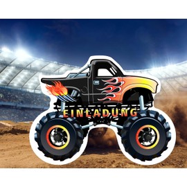 Friendly Fox Monster Truck Invitation, 12 Invitation Cards Children's Birthday Monster Truck, Birthday Invitations Monster Car Truck Birthday Invitations