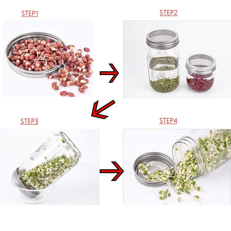 4 Pack Mason Jar Sprouting Lids - Wide Mouth Mason