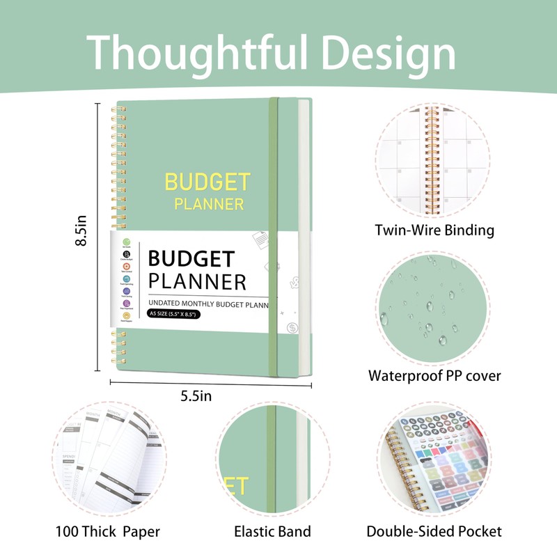 Budget Planner-Monthly Budget Book with Expense Tracker Notebook/Accounting Book, A5