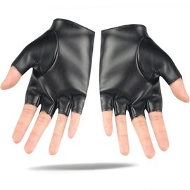 Leather Gloves Children Winter Warm Gloves for Children Cosplay Costume, black
