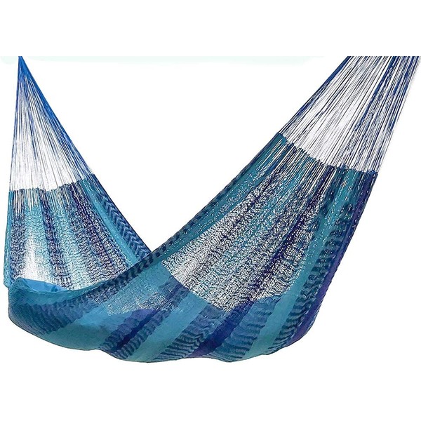Hammocks Rada Mayan-Made Matrimonial Yucatan Hammock - Two Person Hammock - Artisan Crafted in Central America - Fits 12.5 to 13 Feet Hammock Stand - Up to 550 Pounds, Two Blue - Hanging Bed