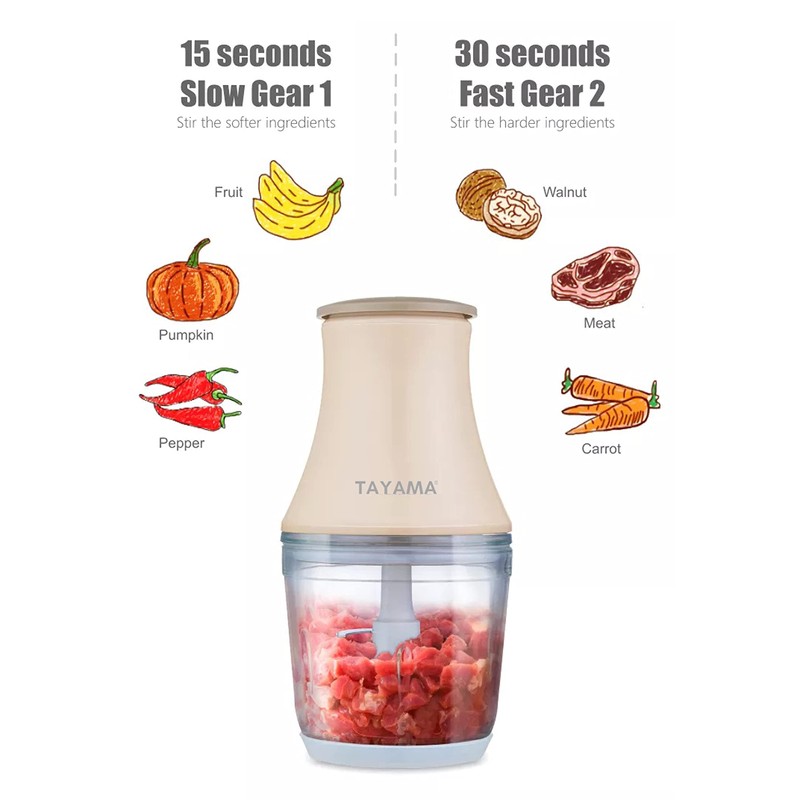 TAYAMA 2.5 Cup White 200W Mini Chopper 4-Layer Blade Food