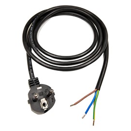 Spy-Earpiece.com Stromkabel mit Aderendhlsen, Stecker 230V, 16A, 2 Meter, Anschlussleitung mit Schuko Stecker, Anschlusskabel mit Stecker, Schutzkontakt-Zuleitung, Adapter-Kabel mit Aderendhlsen, IP20, Schwarz