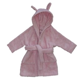 Leela Cotton Baby Children's Bathrobe Organic Cotton with Hood Terry Cloth, pink