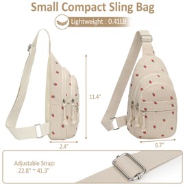 ELONGRIVER Corduroy Small Crossbody Bags for Women Teen Girls Trendy, Cute Sling Bag for Girls Travel Hiking, Beige Strawberry