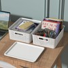 Kekow 6-Pack Plastic Storage Baskets with Lid, Organizer Bins, White