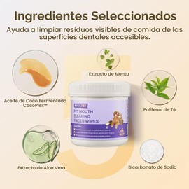Hicc Pet Toallitas Limpiadoras de Dientes Aroma Menta para Perros y Gatos (50 Unidades) - Elimina Mal Aliento, Placa y Sarro, Cuidado Dental Suave para Mascotas