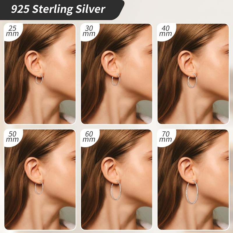 YUFFQOPC 6 Paar Nickelfreie Ohrringe Silber, Große Creolen aus 316L