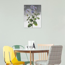 Fine Art Canvas Blue Cineraria Grey Canvas Wall Decor by Artist Design Lab for Living Room, Bedroom, Bathroom, Kitchen, Office, Bar, Dining & Guest Room - Ready to Hang - 21 in x 28 in