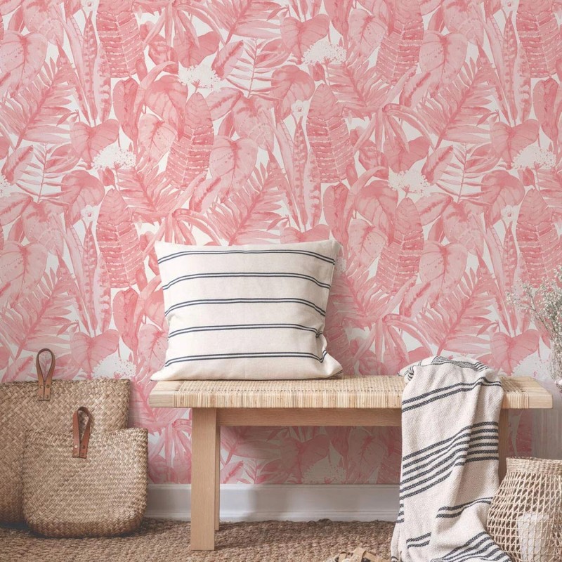 Tempaper Pink Lemonade Tropical Removable Peel and Stick Wallpaper, 20.5