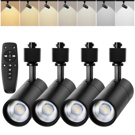 Motrackcao Black 20W Track Lighting Heads,2700K-6500K Stepless Dimming H Type LED Track Light Heads Dimmable Rail Ceiling Spotlight Fixtures Accent,CRI90+ 24° 1800LM,4 Pack