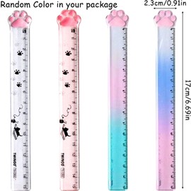 4Pcs Cat Paw Ruler, Scale Ruler Straight Ruler 15CM Rulers for School Home Office Students Teacher Workers (Random Colors)