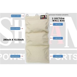 3 Section's Wall Canvas Punching Bag - Wing Chun Martial Art Kung Fu Kick Wall Training Boxing Punch Kick wall Mounted Striking Mounted Target Bags With Protected Zips SOLD EMPTY