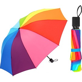 SKDFHOD Sun Protection Rainbow Umbrella, Small and Lightweight Rainbow and Umbrella for Protects Against Rain, Wind and Sun, Unisex for Men and Women, Multicoloured, Folding Umbrella, multicoloured