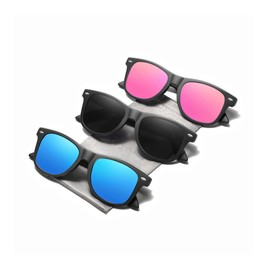 Carefully Driving Sunglasses Men Women Square Polarized Sun Glasses Fishing UV protection (3 pack) (N1002-Black Blue Pink)